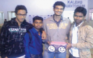 Dewank Modh, Bishnu Pratap Singh, Amit Gupta and Bhargav Sonowal won First Prize at a competition named 'Baystrider' at IIT Kharagpur in 2013, beating 73 teams from different parts of the country.