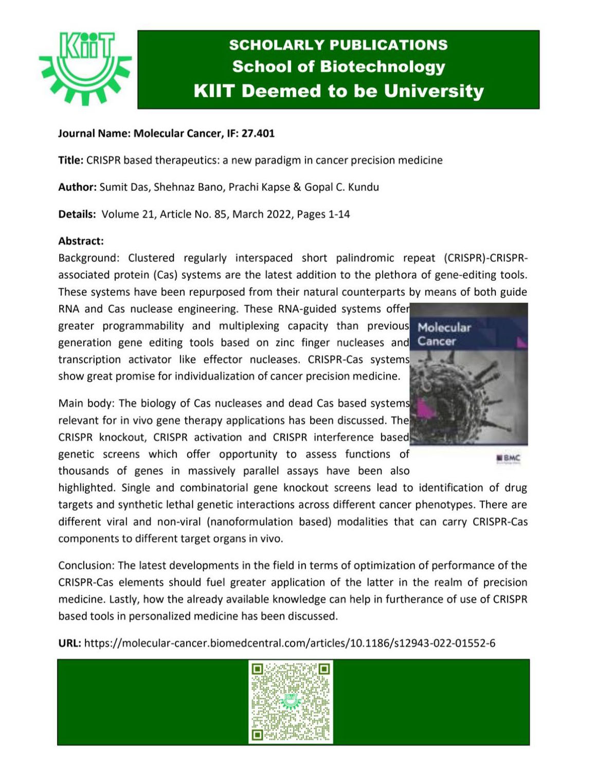 KIIT Scholarly Publications 2022